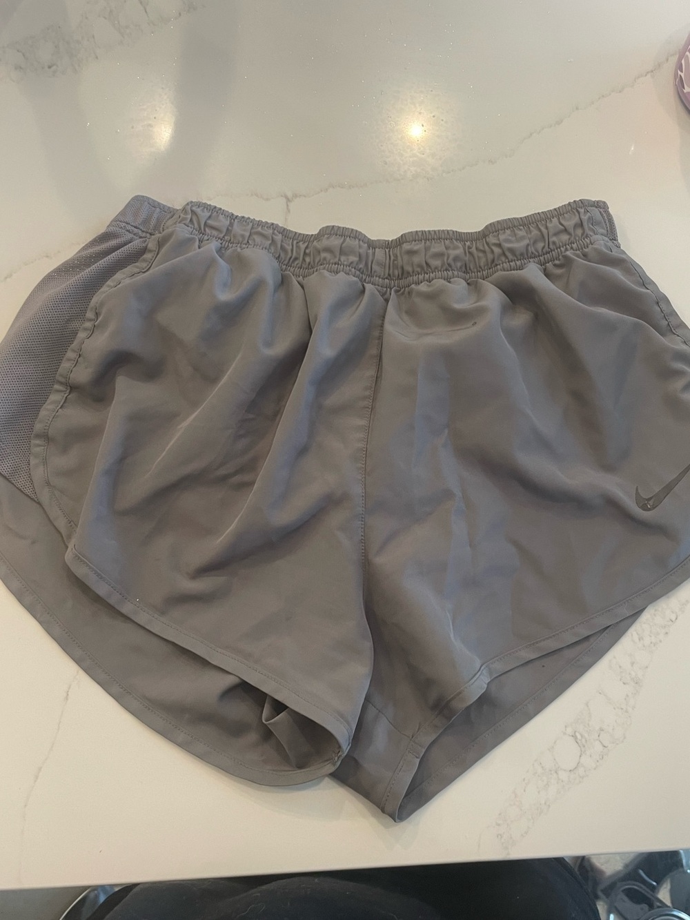 Nike Women's Grey Athletic Shorts with Mesh Panels